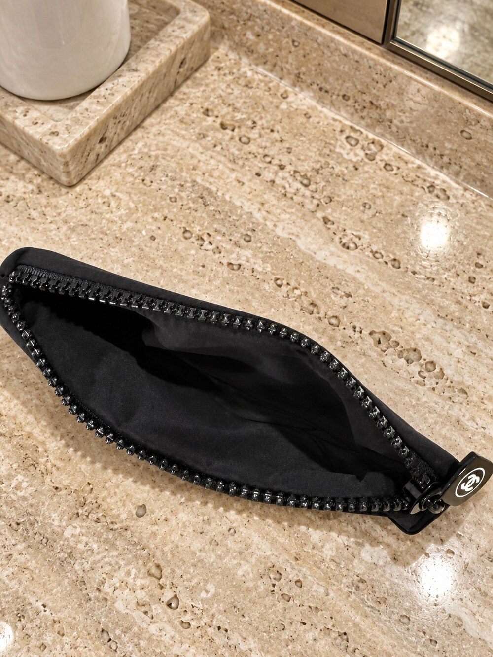 Chanel Black Zip Cosmetic Pouch | Skincare Organizer - Picture 5 of 6